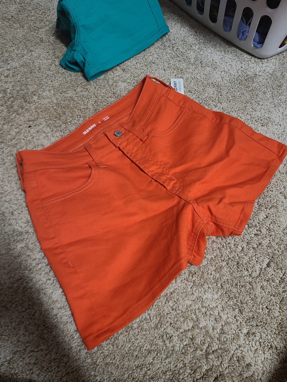Old Navy High Waisted Wow Orange Denim Shorts